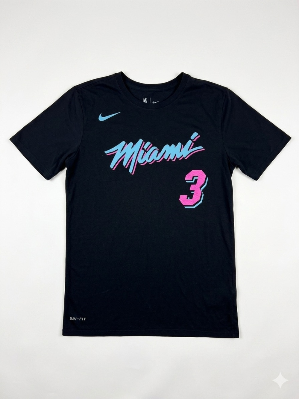Nike Black Tee with Pink & Teal Miami Script